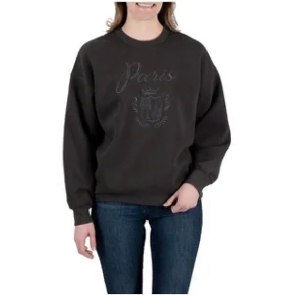 State of Mine Tops - Paris Embroidered Women’s Sweatshirt - Mocha L- XL